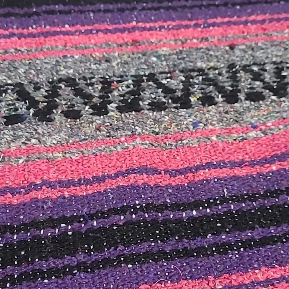 Artesanias Mikey Mexican Throw Blanket Woven Pink Purple Black White 48